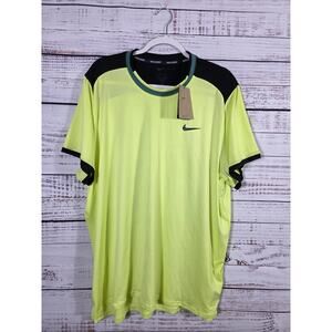 Nikecourt Dri-Fit Tennis Shirt neon yellow, black NWT size XXL athletic top